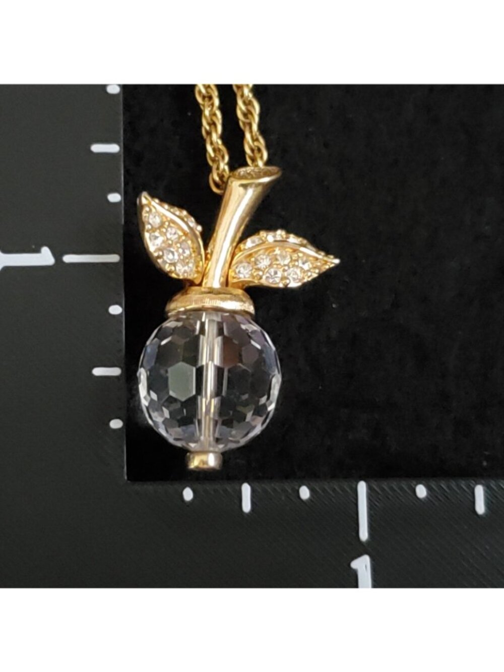 Vintage Swarovski Necklace Apple Pendant Fruit 30" - Picture 9 of 9